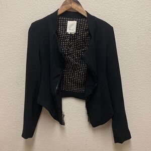 Anthropologie Elvenses Lace Trim Open Front Blazer Small